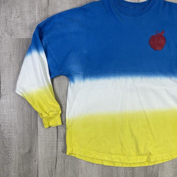 Disneyland Snow White Spirit Jersey Blue Yellow Large Puff Glitter Shirt USA O - Picture 3 of 10